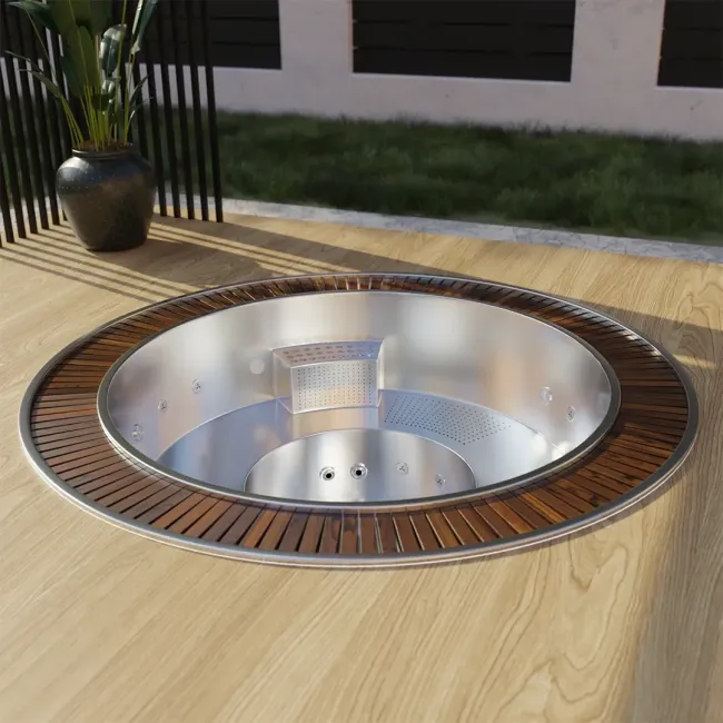 Orbion Spa, jacuzzi rond en acier inoxydable pour 6 personnes - Aquavia Spa